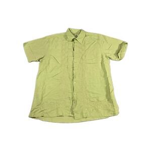Mojito Linen Rayon Shirt Mens M Green Short Sleeve Button Beach Golf Guayabera